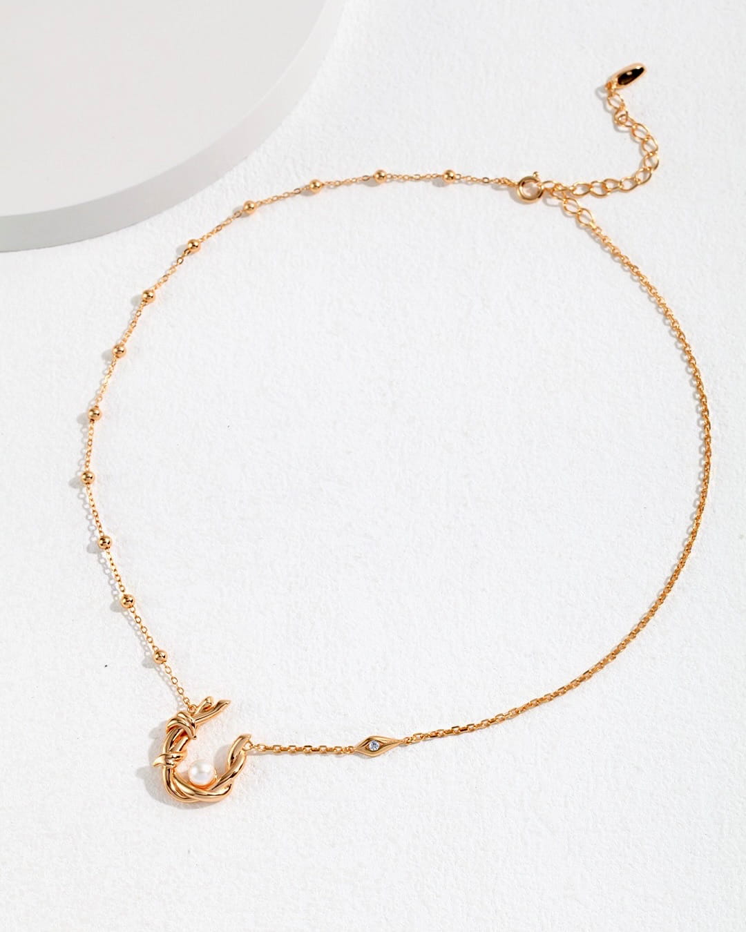 18K Gold Plated Vermeil Willow Branch Pearl Necklace