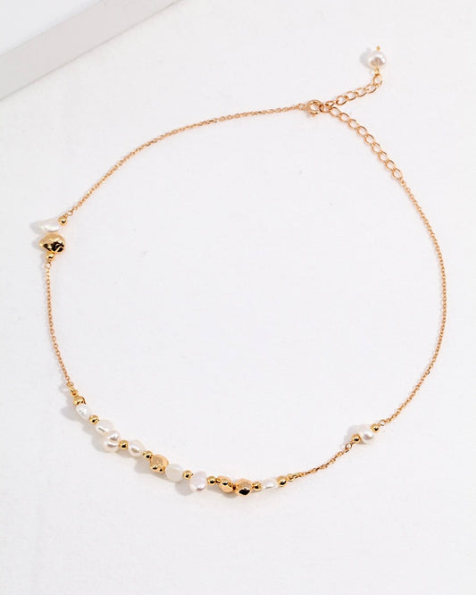 18K Gold Plated Vermeil Baroque Pearl Beaded Necklace