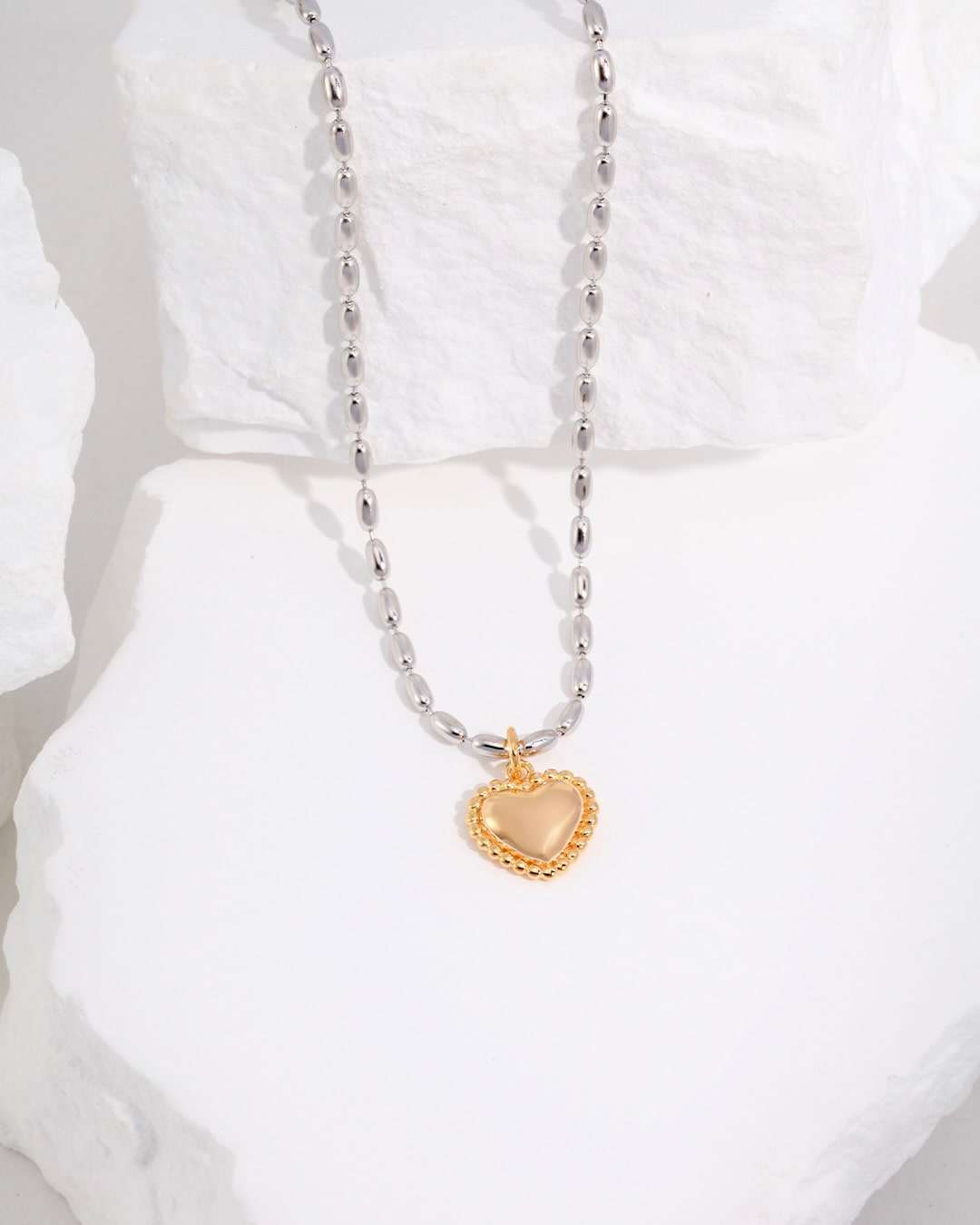 18K Gold Plated Vermeil Two Tone Heart Necklace