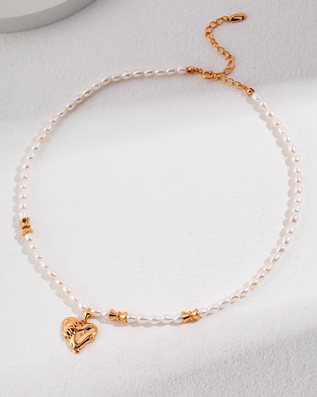 18K Gold Plated Vermeil Heart Pearl Necklace