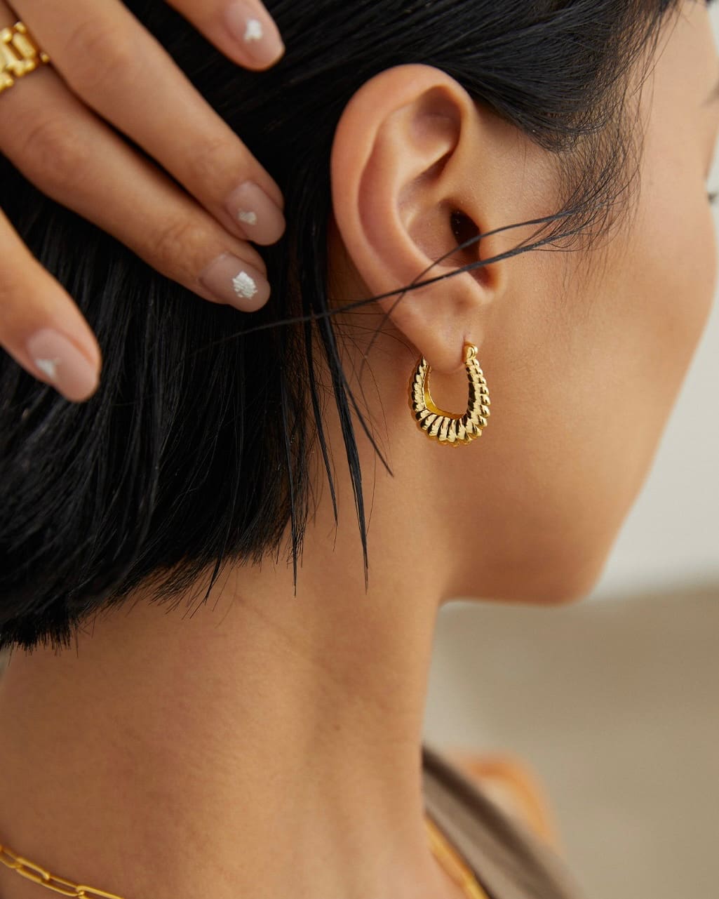 18K Gold Plated Vermeil Helical Hoop Earrings