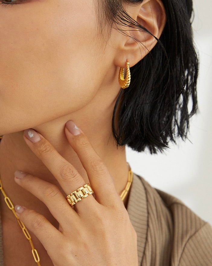 18K Gold Plated Vermeil Helical Hoop Earrings