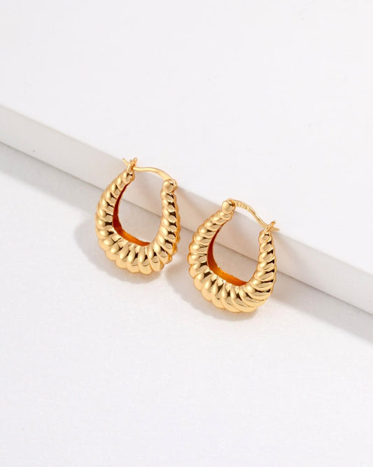 18K Gold Plated Vermeil Helical Hoop Earrings