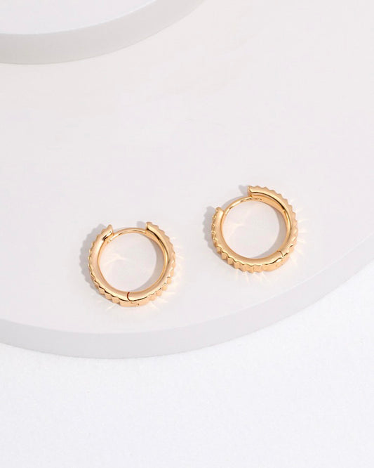 18K Gold Plated Vermeil Ribbed Hoop Earrings