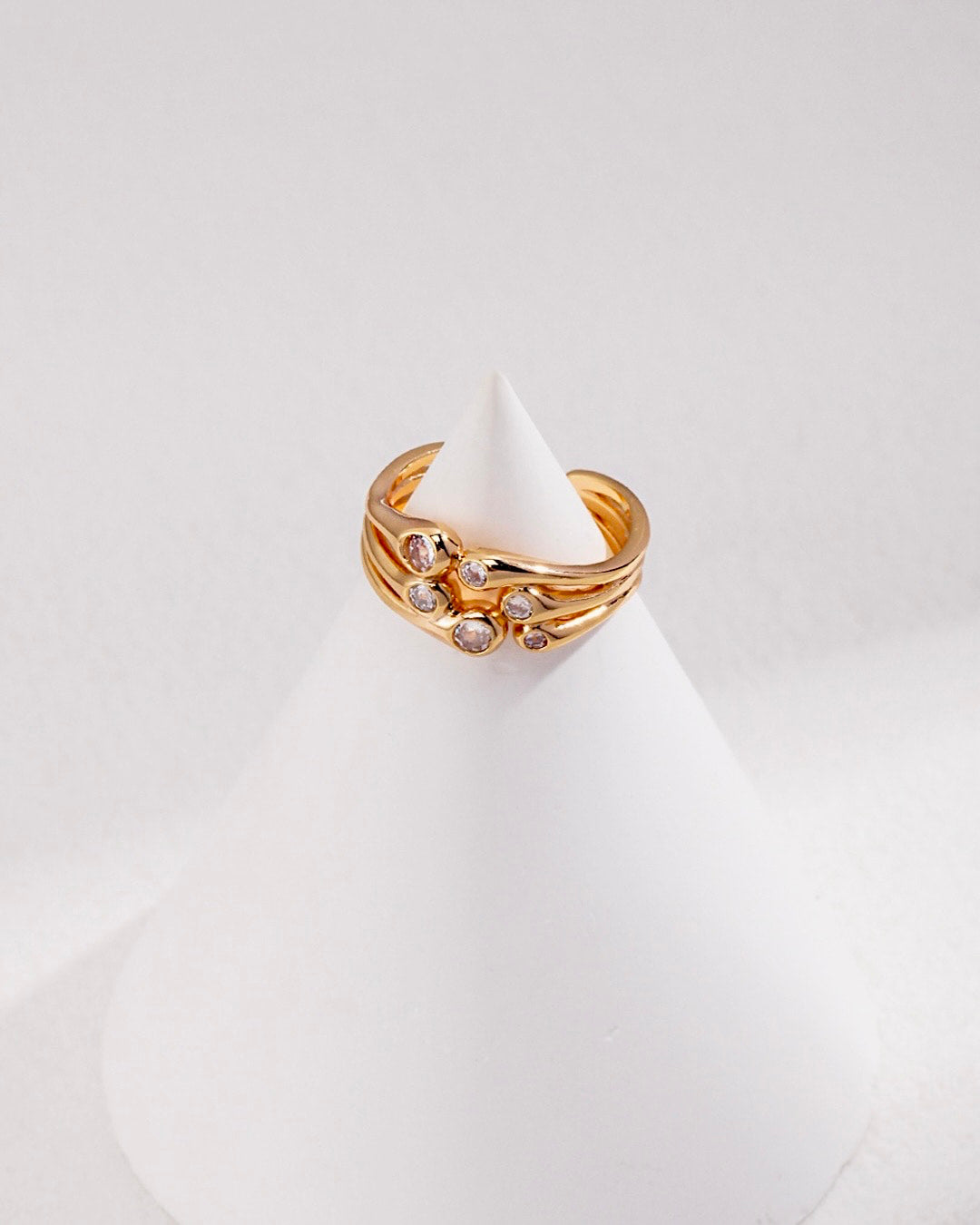 18K Gold Plated Vermeil Three Strand Open Ring