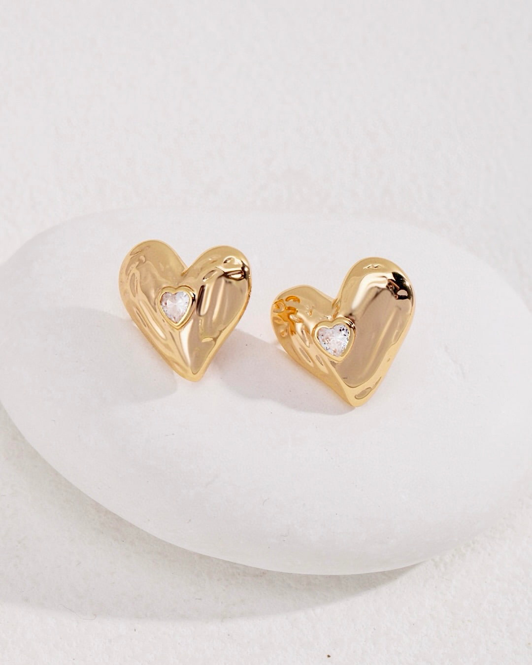 18K Gold Plated Vermeil Heart Shape Earrings