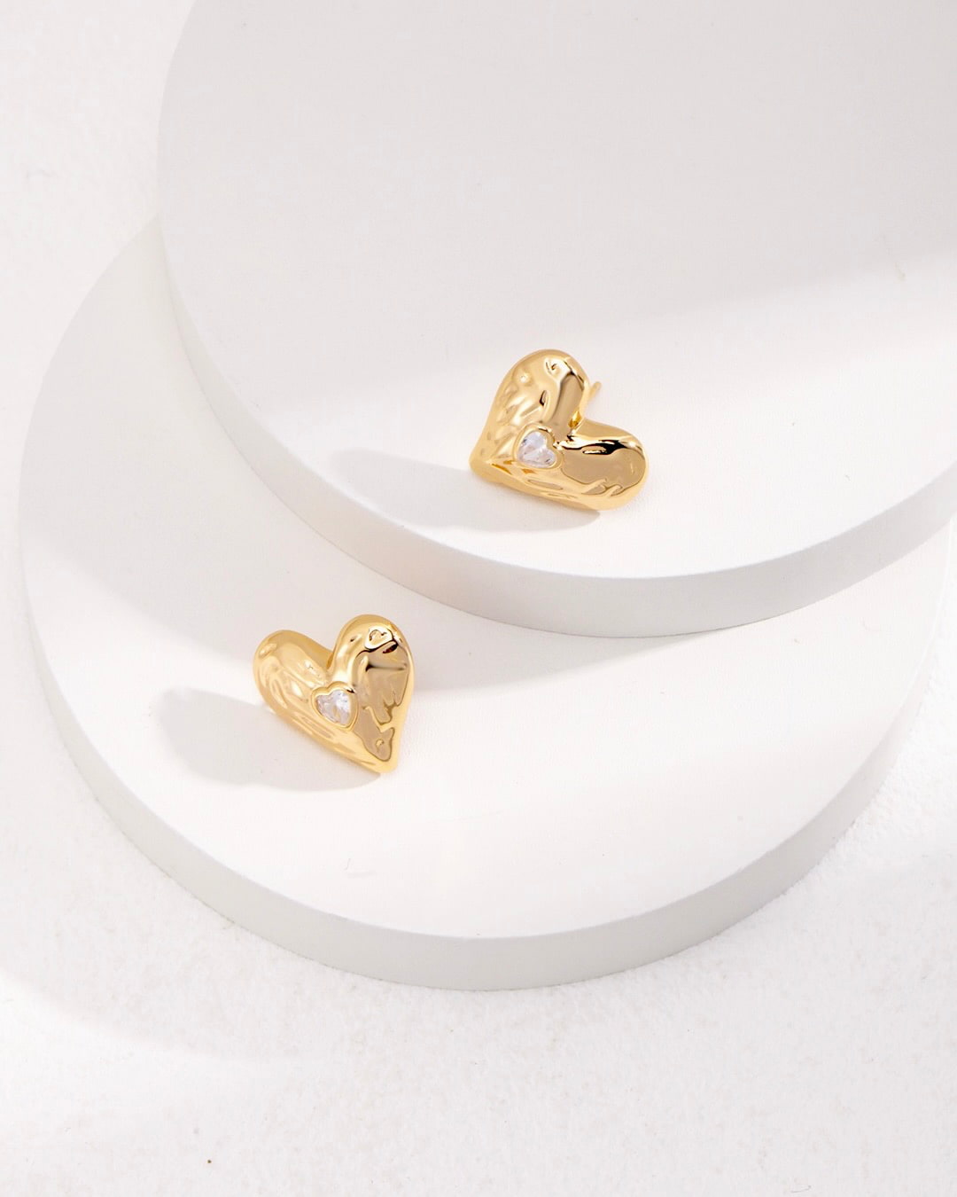 18K Gold Plated Vermeil Heart Shape Earrings