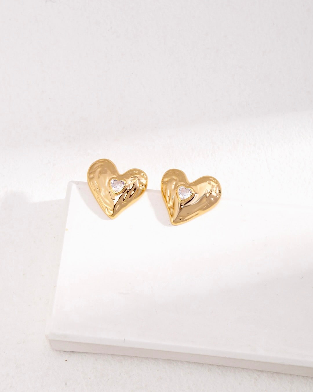 18K Gold Plated Vermeil Heart Shape Earrings