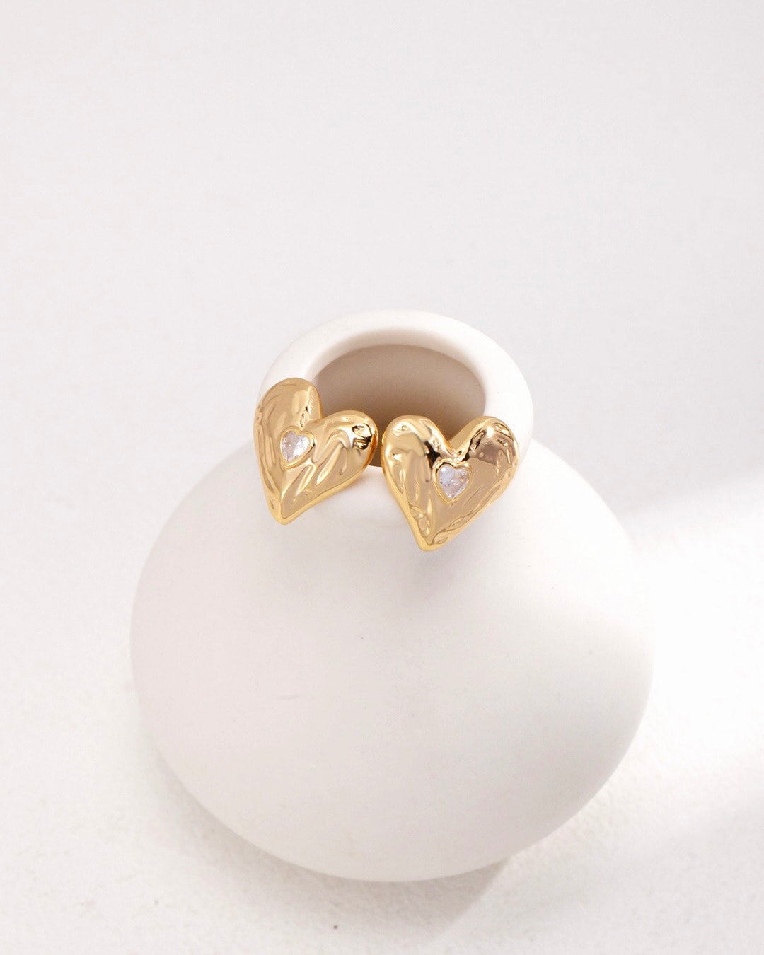 18K Gold Plated Vermeil Heart Shape Earrings