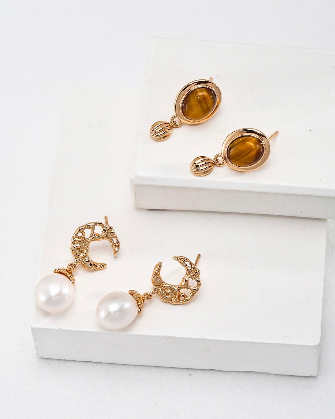 118K Gold Plated Vermeil Timeless Baroque Pearl Drop Earrings