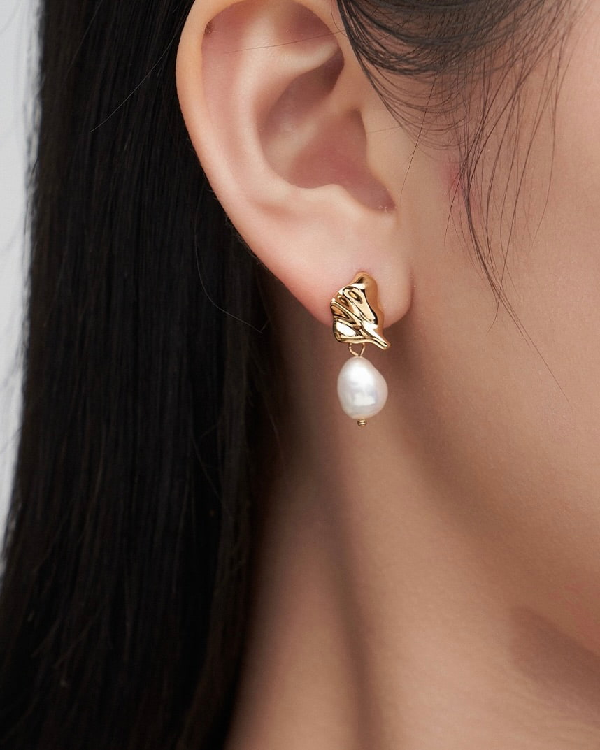 18K Gold Plated Vermeil Natural Pearl Drop Earrings