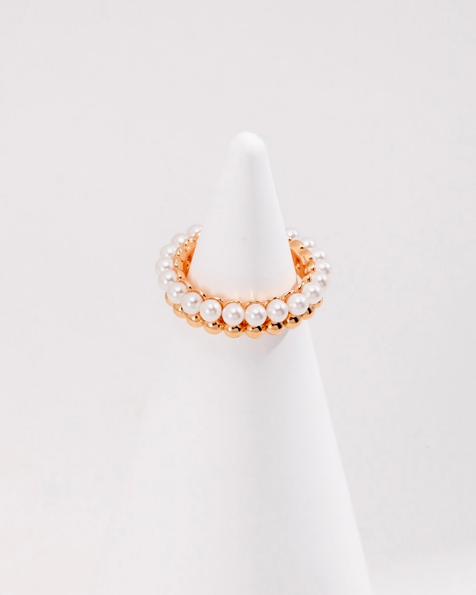 18K Gold Plated Vermeil Combined Romance Natural Pearl Ring