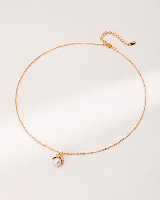 18K Gold Plated Vermeil Natural Pearl Pendant Necklace