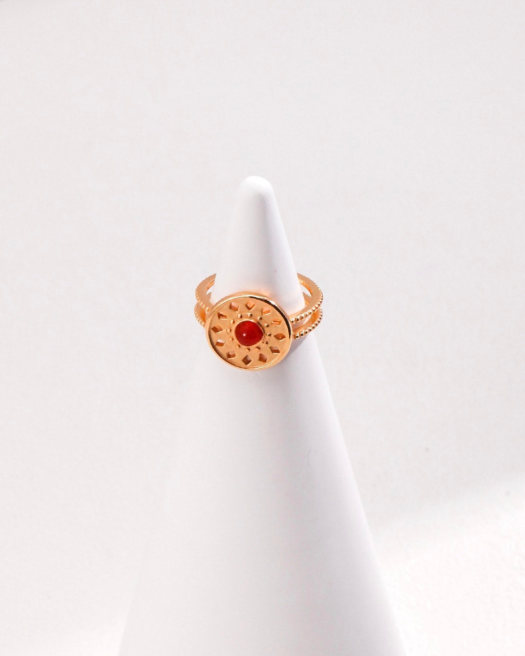 18K Gold Plated Vermeil Open Agate Statement Ring