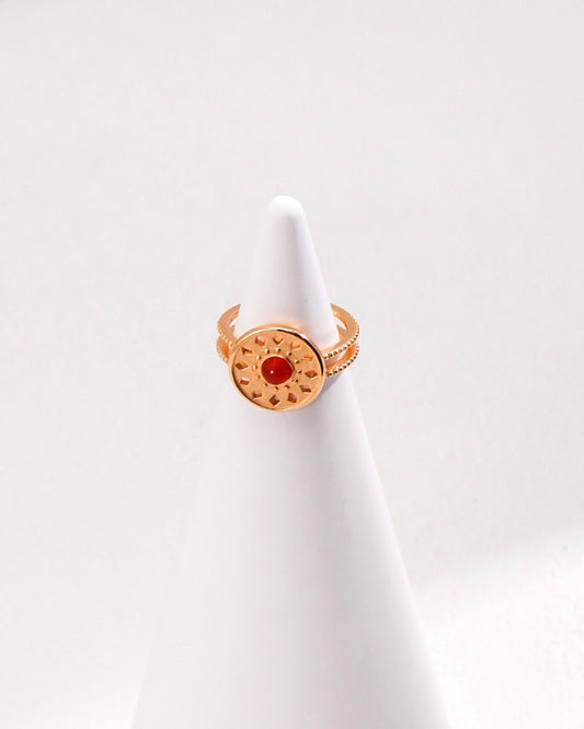 18K Gold Plated Vermeil Open Agate Statement Ring