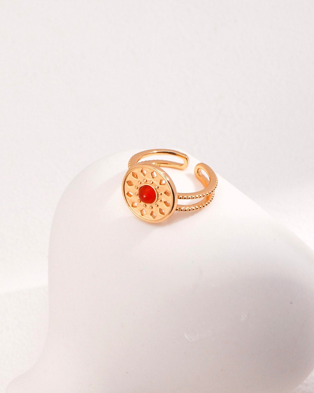 18K Gold Plated Vermeil Open Agate Statement Ring