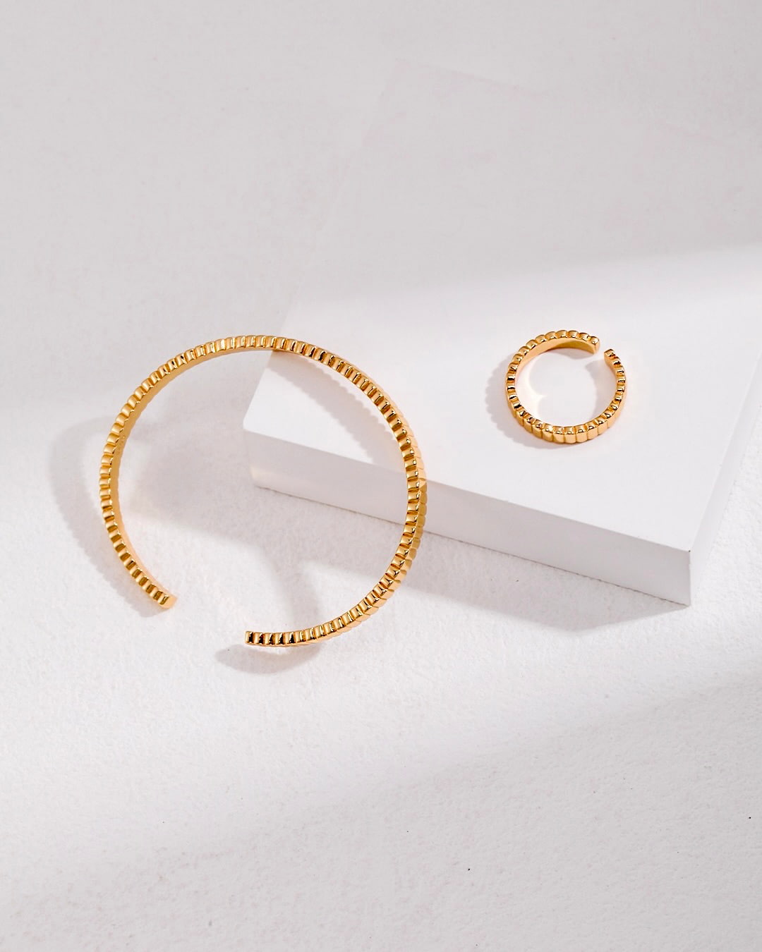 18K Gold Plated Vermeil Striped Stacking Ring