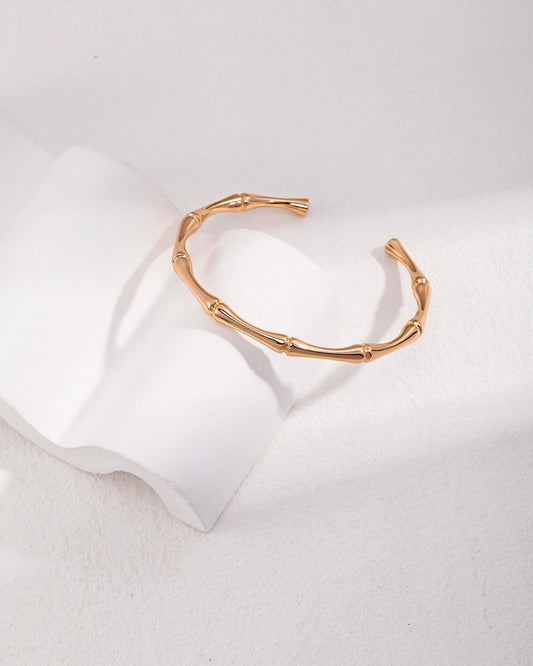 18K Gold Plated Vermeil Bamboo Knot Cuff Bracelet