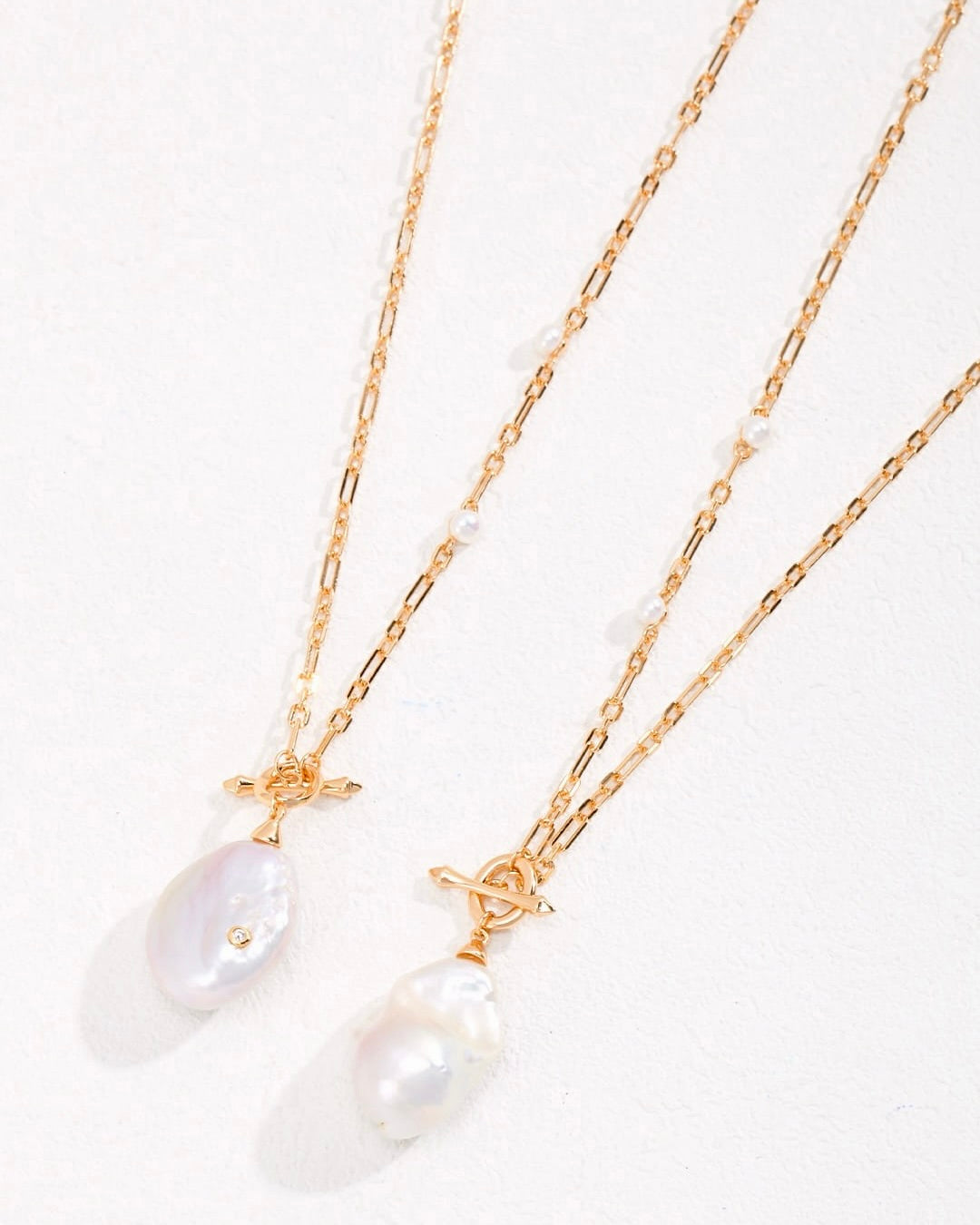 18K Gold Plated Vermeil Baroque Pearl Long Necklace