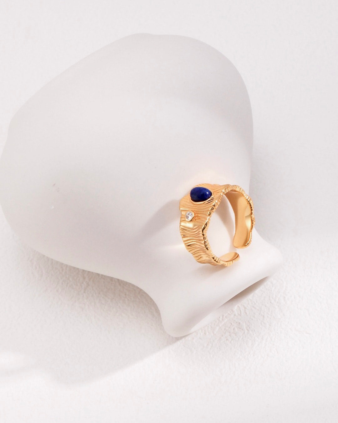 18K Gold Plated Vermeil Gemstone Statement Ring 