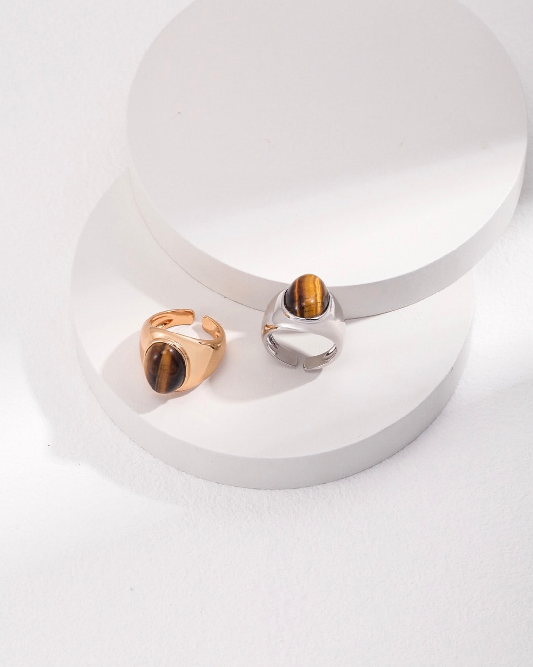 18K Gold Plated Vermeil Tiger's Eye Ridge Ring