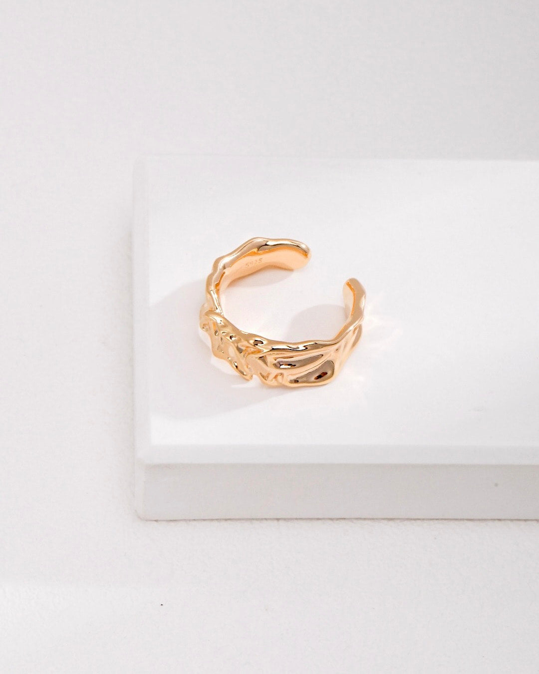 18K Gold  Plated Vermeil Open Ripple Band Ring