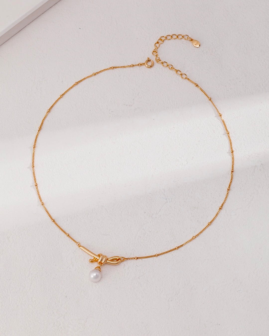 18K Gold Plated Vermeil Knotted Pearl Necklace