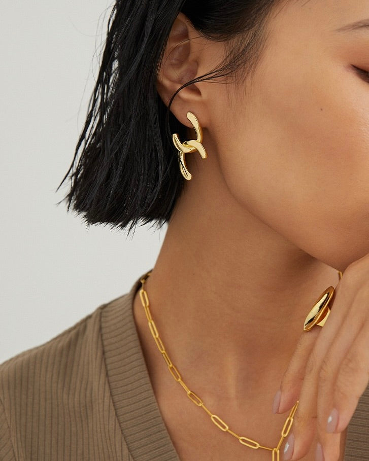 18K Gold Plated Vermeil Geometric Earrings